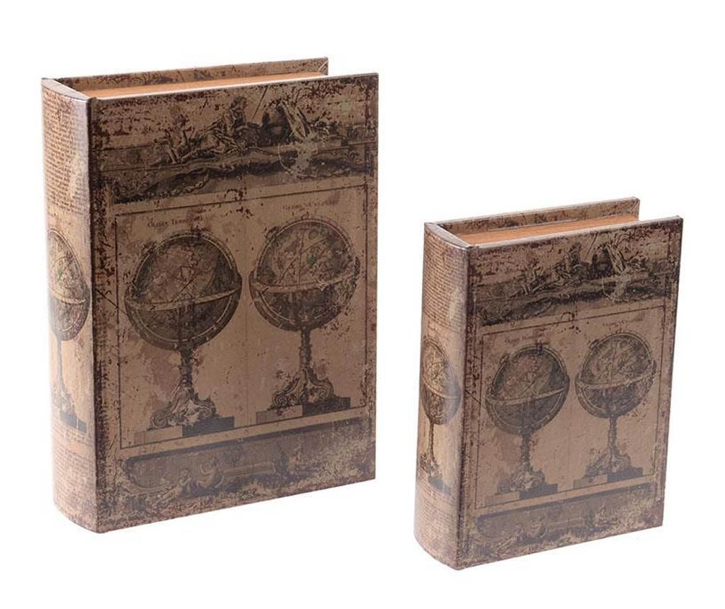 Set 2 cutii tip carte Antique Globes - inart, Maro