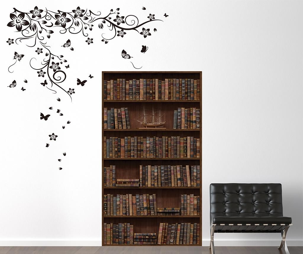 Sticker Walplus, Butterfly and Bookshelf, PVC (policlorura de vinil) non-toxic - Walplus, Negru