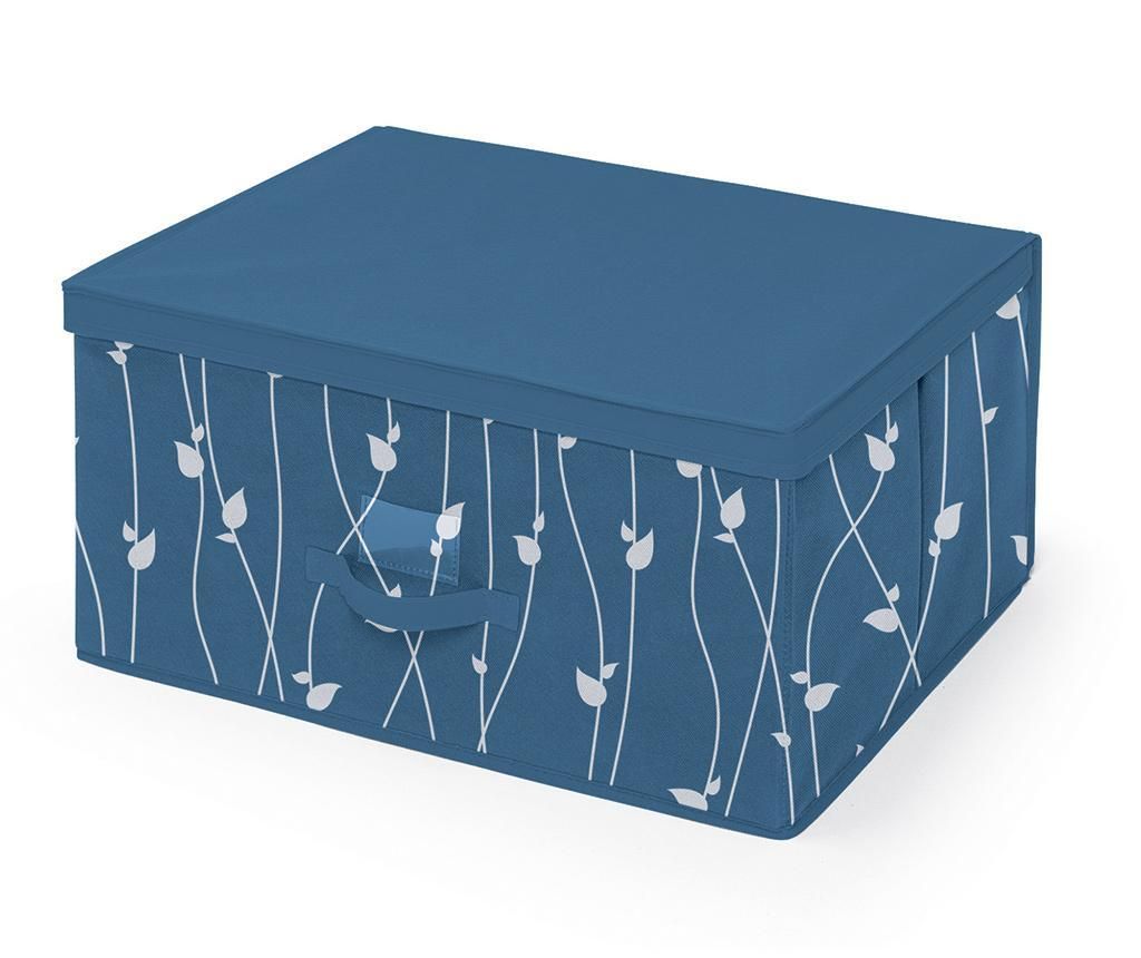 Cutie cu capac pentru depozitare Leaves Blue L – Cosatto, Albastru