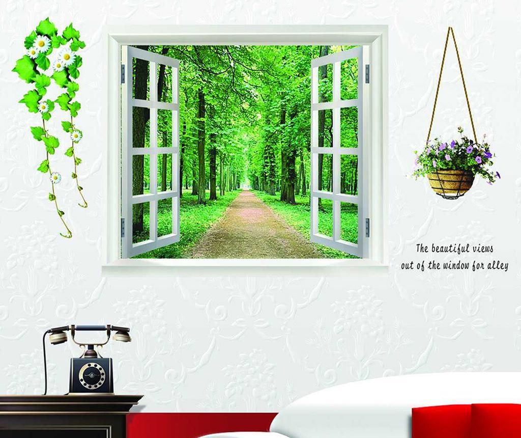 Sticker 3D Green View Flower - Wallplus, Verde