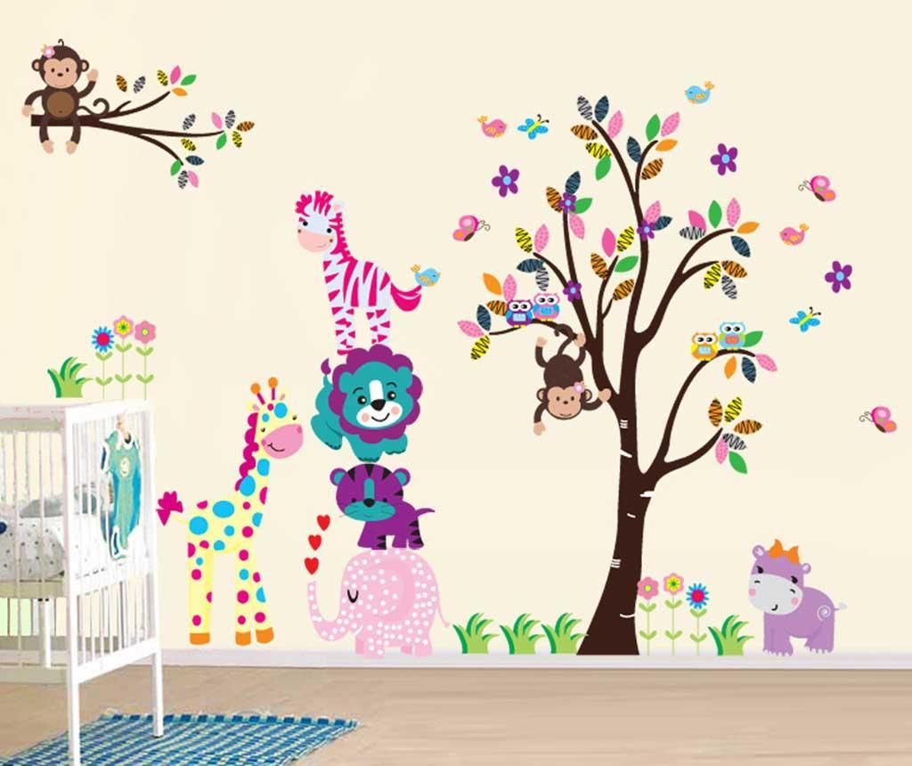 Sticker Beestick, Funky Jungle Animals, PVC (policlorura de vinil) non-toxic si auto-adeziv - BeeStick, Multicolor