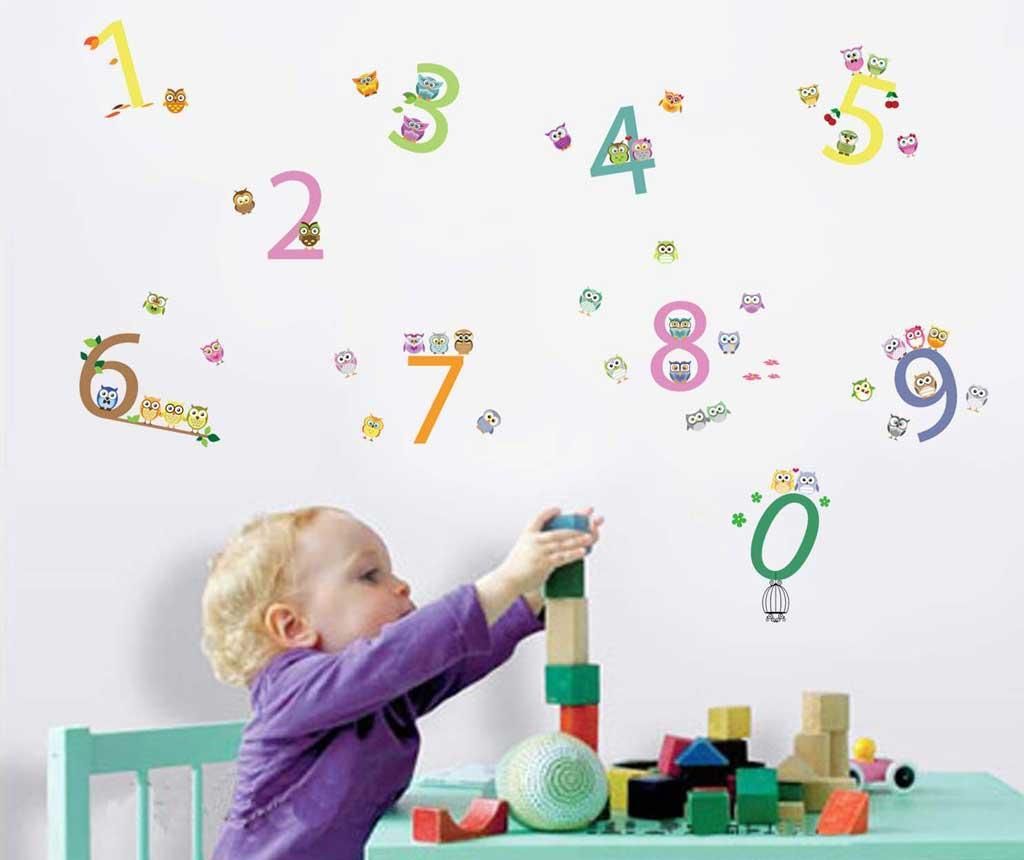 Sticker Wallplus, Colourful Numbers, PVC (policlorura de vinil) non-toxic si auto-adeziv - Wallplus, Multicolor