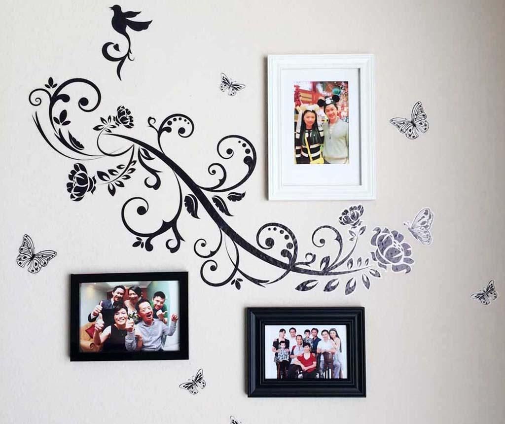 Sticker Butterfly Vines - Wallplus, Negru