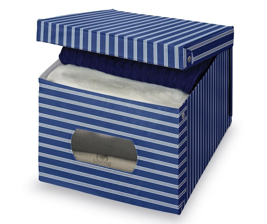 Cutie cu capac pentru depozitare Blue Stripes M - Domopak Living
