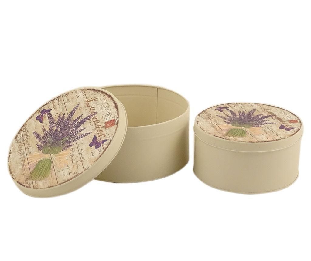 Set 2 cutii cu capac Lavender Bouquet Round – Disraeli, Crem Disraeli imagine 2022