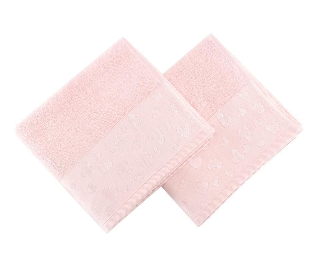 Set 2 prosoape de baie Kalp Light Pink 50x90 cm