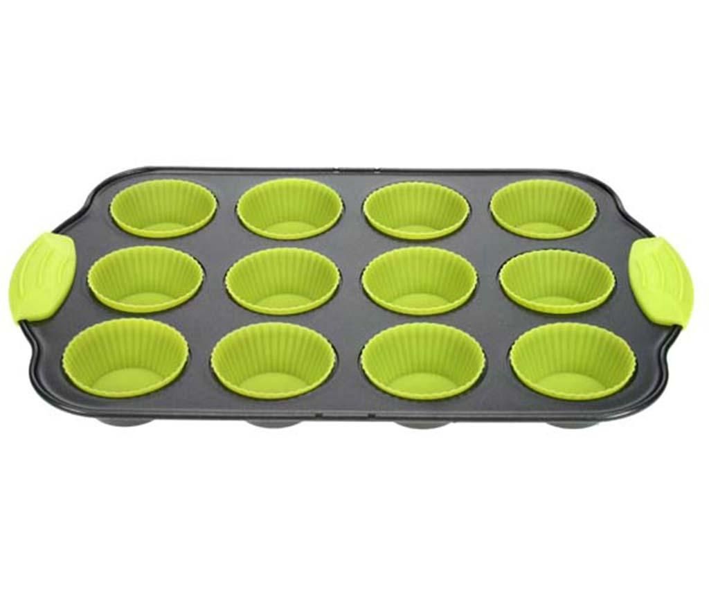 Set tava de copt briose si 12 forme Muffins Green - Cosy & Trendy, Verde