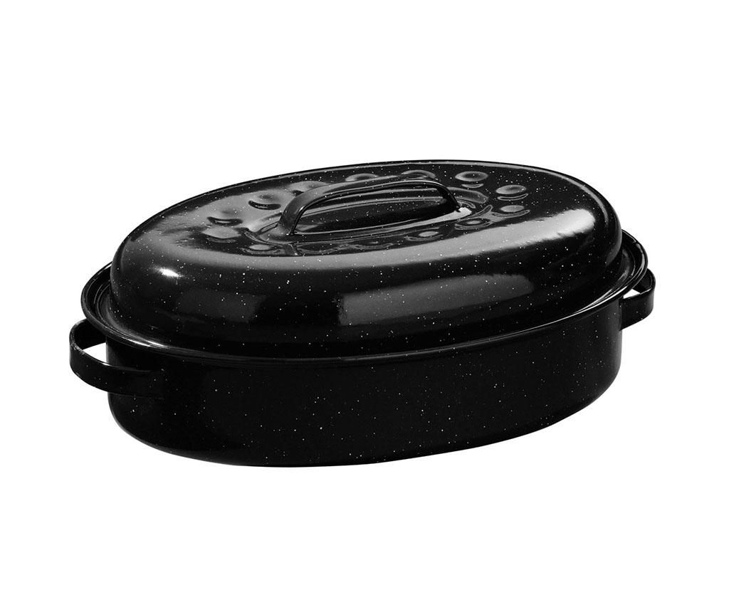 Vas de copt cu capac Enamel Black