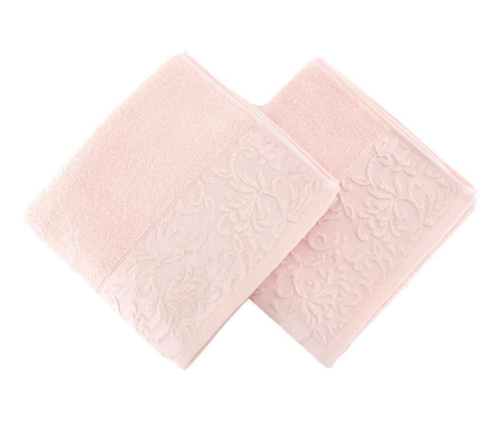 Set 2 prosoape de baie Soft Kiss, Floral Pink, bumbac, 50×90 cm – Soft Kiss, Roz Soft Kiss imagine 2022