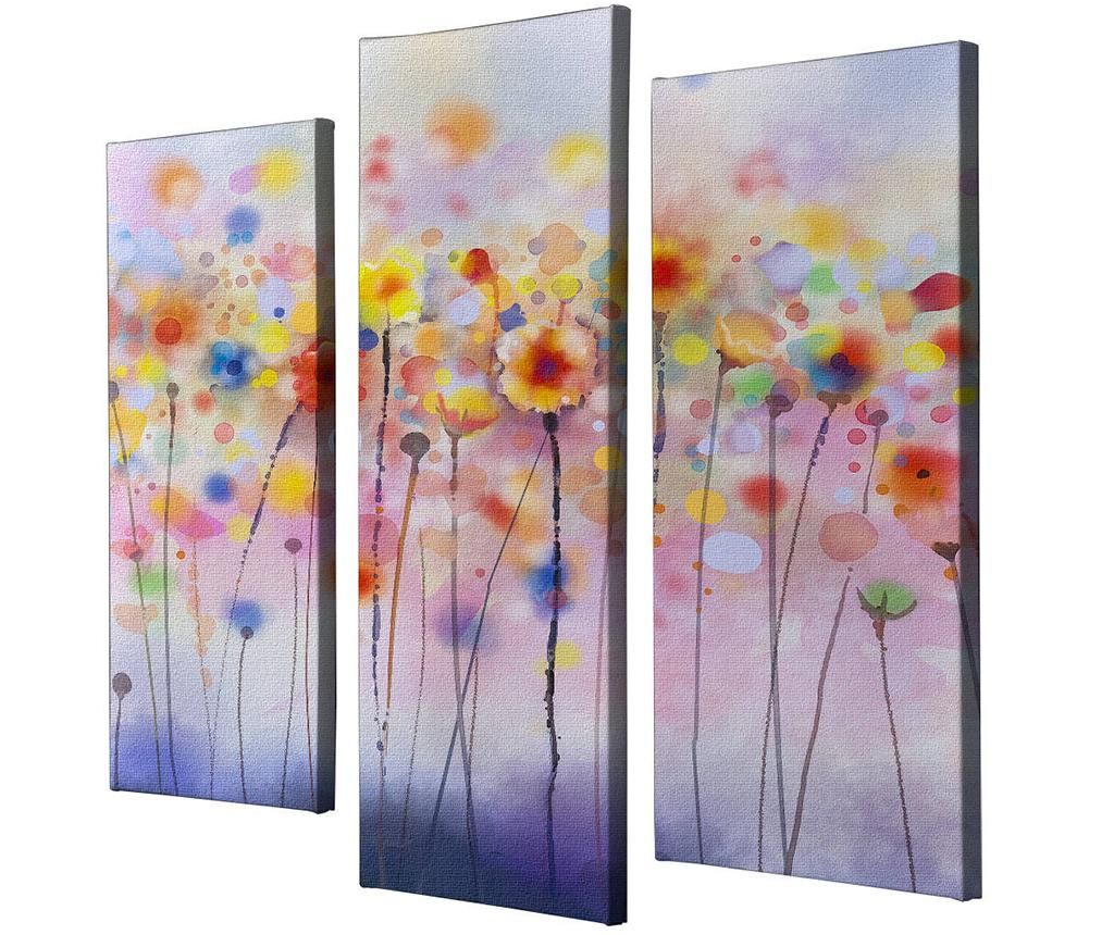 Set 3 tablouri Flower Field – Majestic, Multicolor