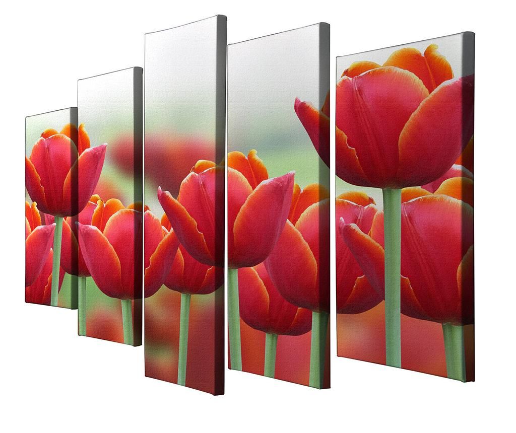 Set 5 tablouri Red Tulips