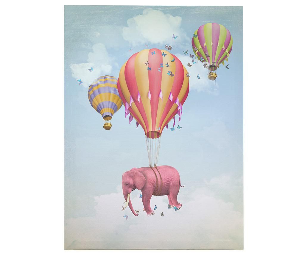 Tablou Flying Elephant 50x70 cm - Little Nice Things, Albastru,Roz