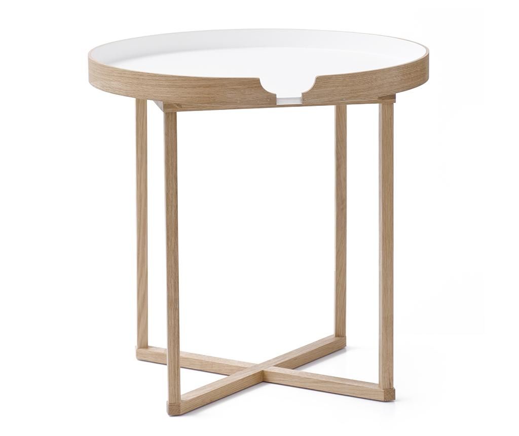 Masuta cu tava Damien Round Natural Oak White