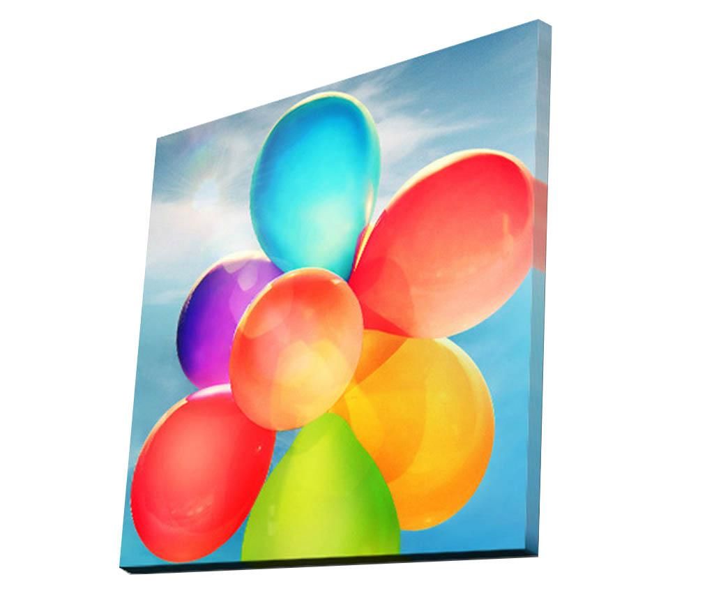 Decoratiune luminoasa de perete Ledda, Balloons, canvas din 100% bumbac, 28x3x28 cm - Ledda, Multicolor