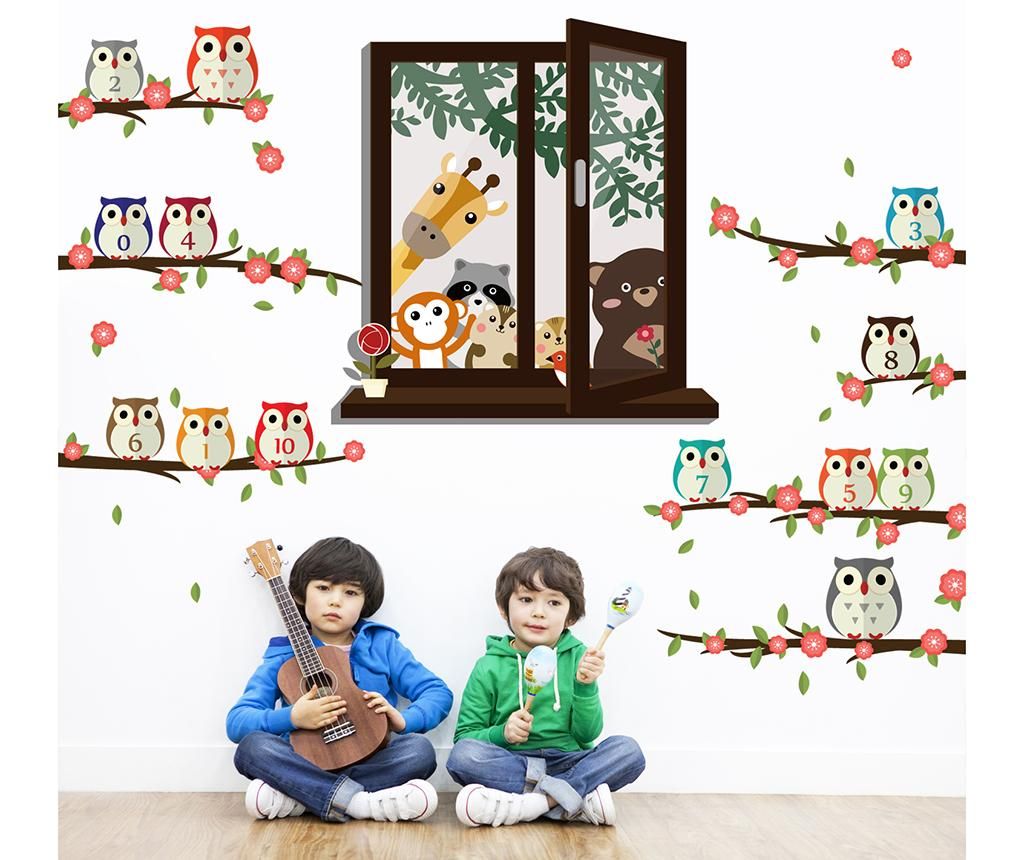 Sticker Beestick, Animal Window View and Owl Nursery, PVC (policlorura de vinil) non-toxic - BeeStick, Multicolor