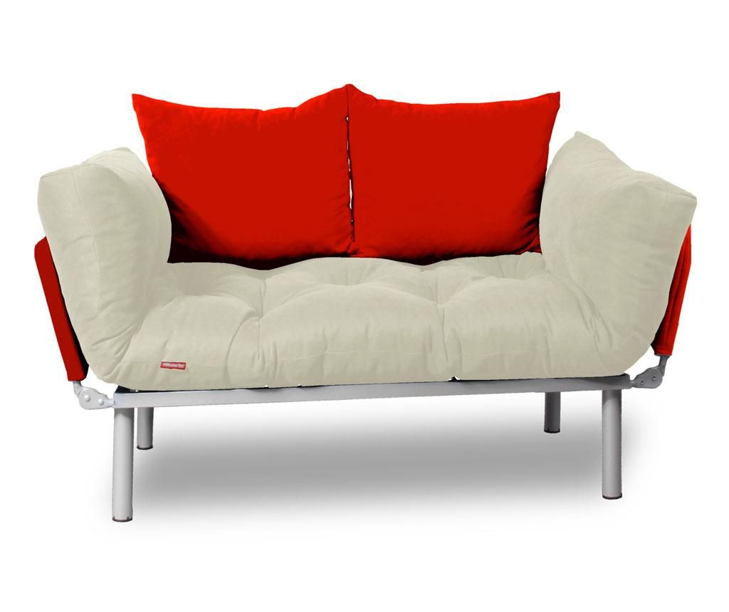Sofa extensibila Sera Tekstil, Relax Cream Red, crem/rosu – SERA TEKSTIL, Crem SERA TEKSTIL imagine reduceri 2022