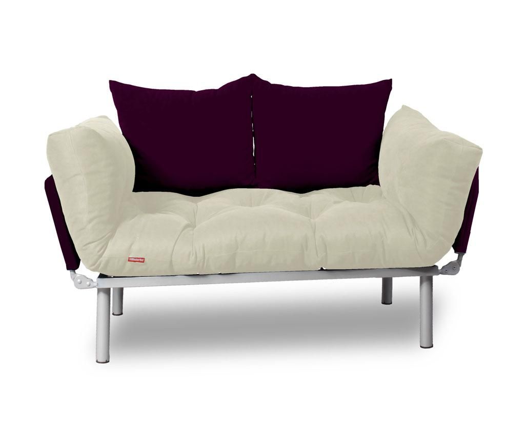 Sofa extensibila Sera Tekstil, Relax Cream Plum - SERA TEKSTIL, Crem