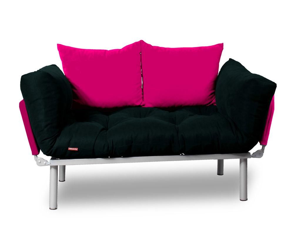 Sofa extensibila Sera Tekstil, Relax Black Pink, negru/roz – SERA TEKSTIL, Negru SERA TEKSTIL