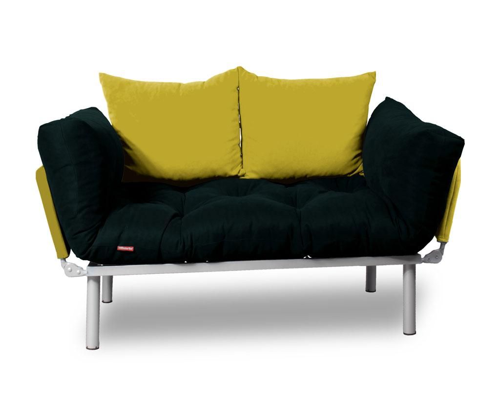 Sofa extensibila Sera Tekstil, Relax Black Yellow - SERA TEKSTIL, Galben & Auriu