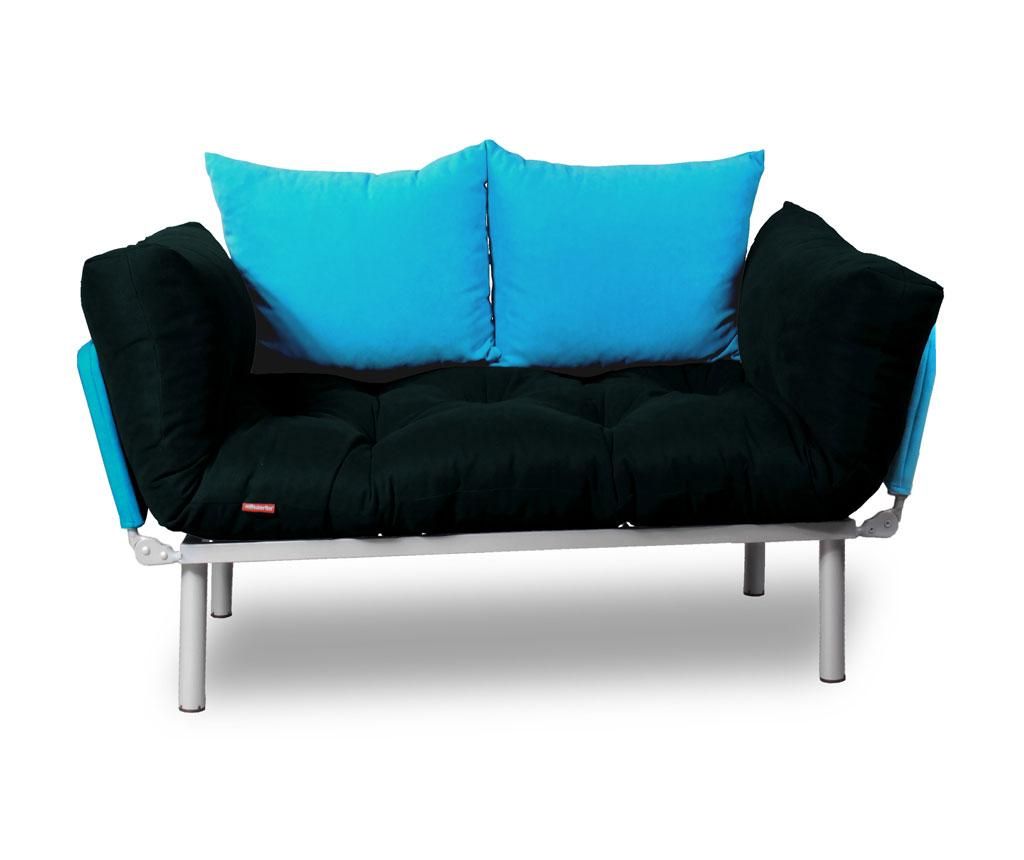 Sofa extensibila Sera Tekstil, Relax Black Turquoise - SERA TEKSTIL, Negru