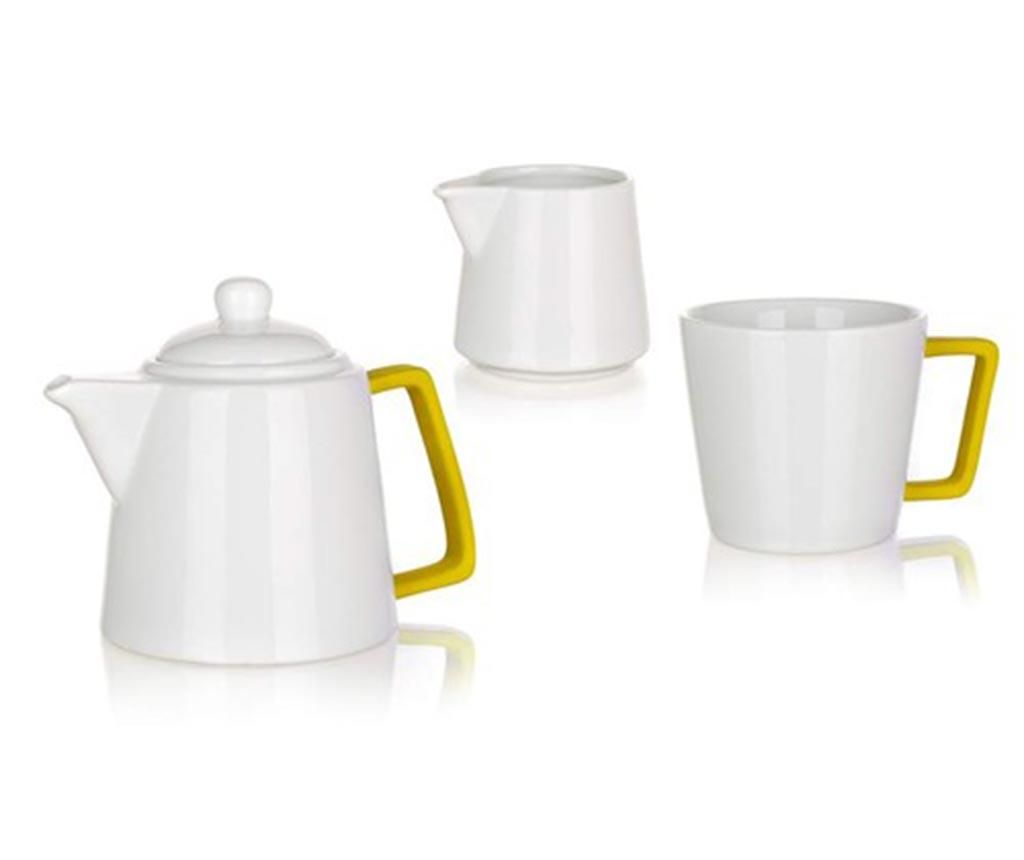 Set pentru ceai 3 piese Banquet, Plus Yellow, ceramica, galben, 20x17x12 cm – Banquet Banquet imagine 2022