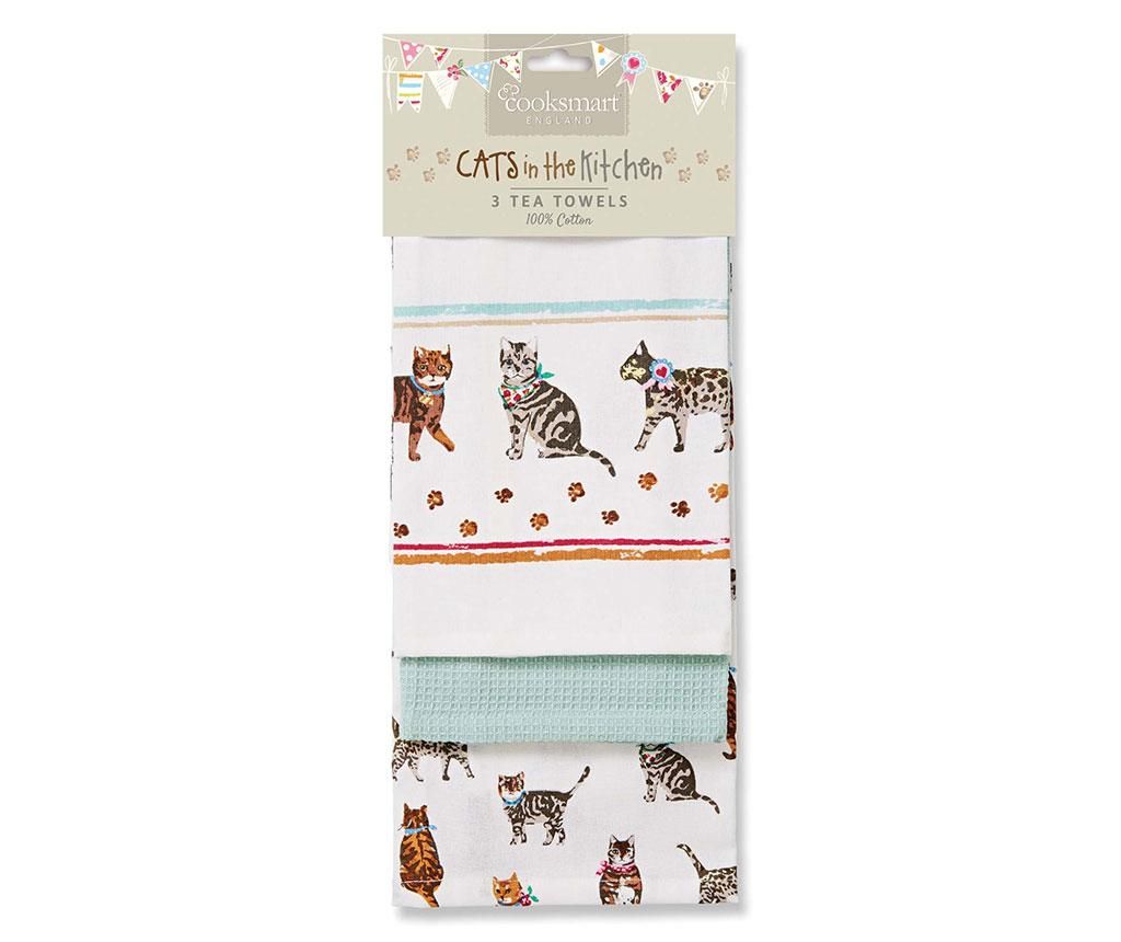 Set 3 prosoape de bucatarie Cats on Parade 45x65 cm