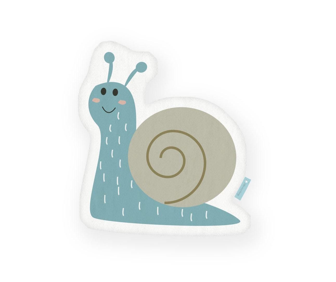 Perna decorativa Little Nice Things, Snail, microfibra de poliester, 21x42 cm - Little Nice Things, Alb,Albastru