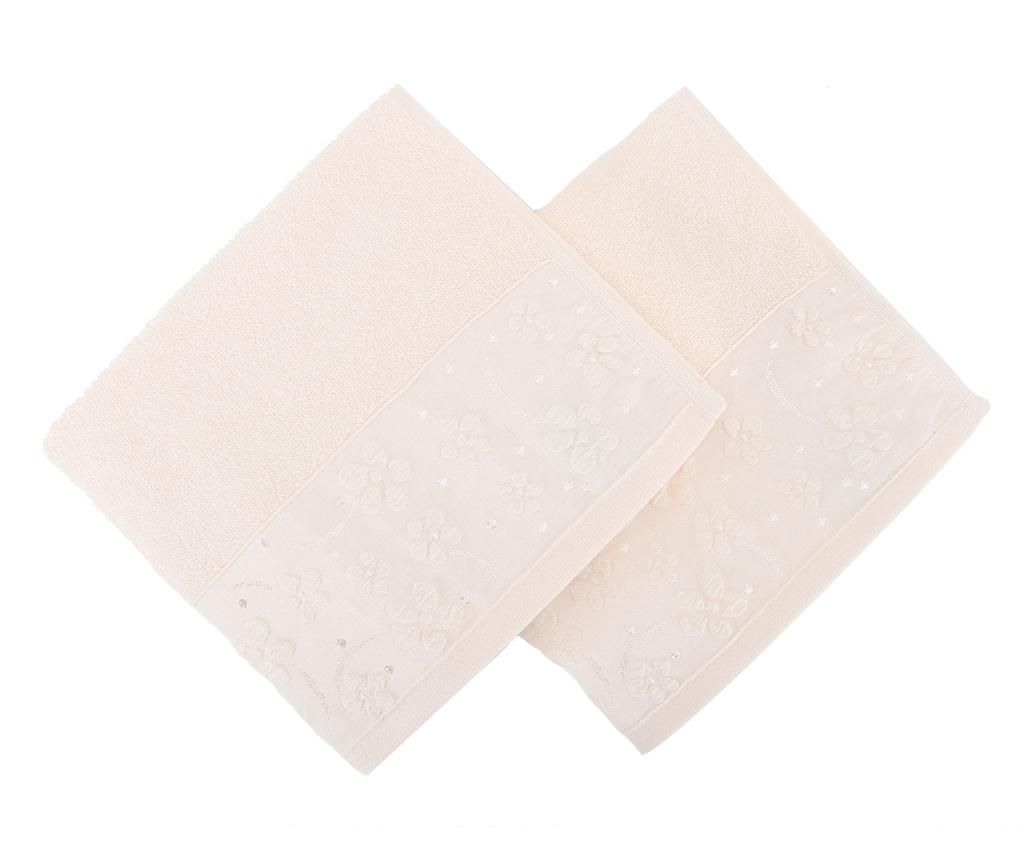 Set 2 prosoape de baie Papatya Cream 50x90 cm - Soft Kiss, Crem