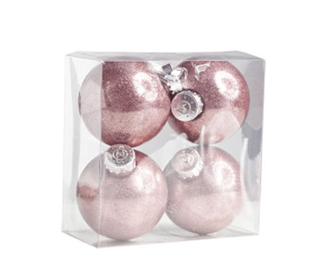 Set 4 globuri decorative Glitter Pink