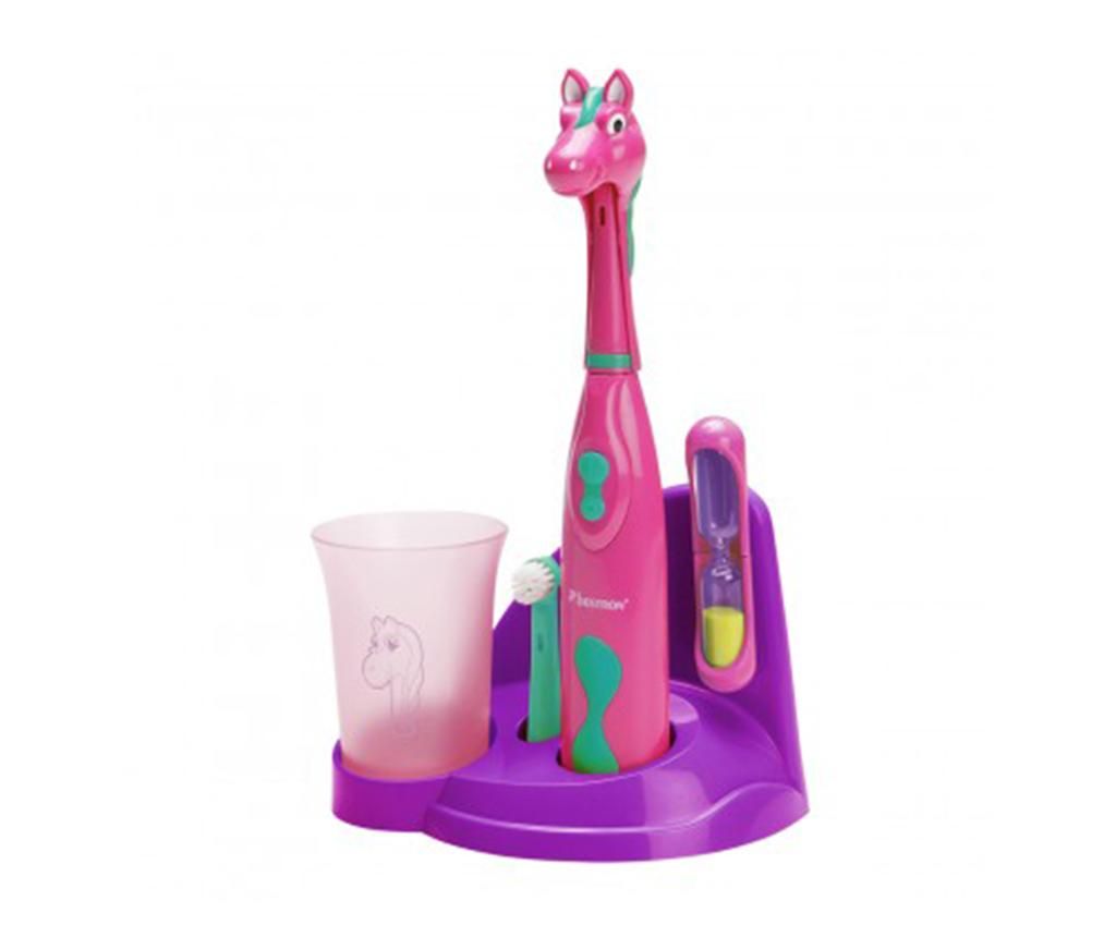 Set periuta de dinti electrica si accesorii pentru copii Clean Pony Pink – Bestron, Roz Bestron