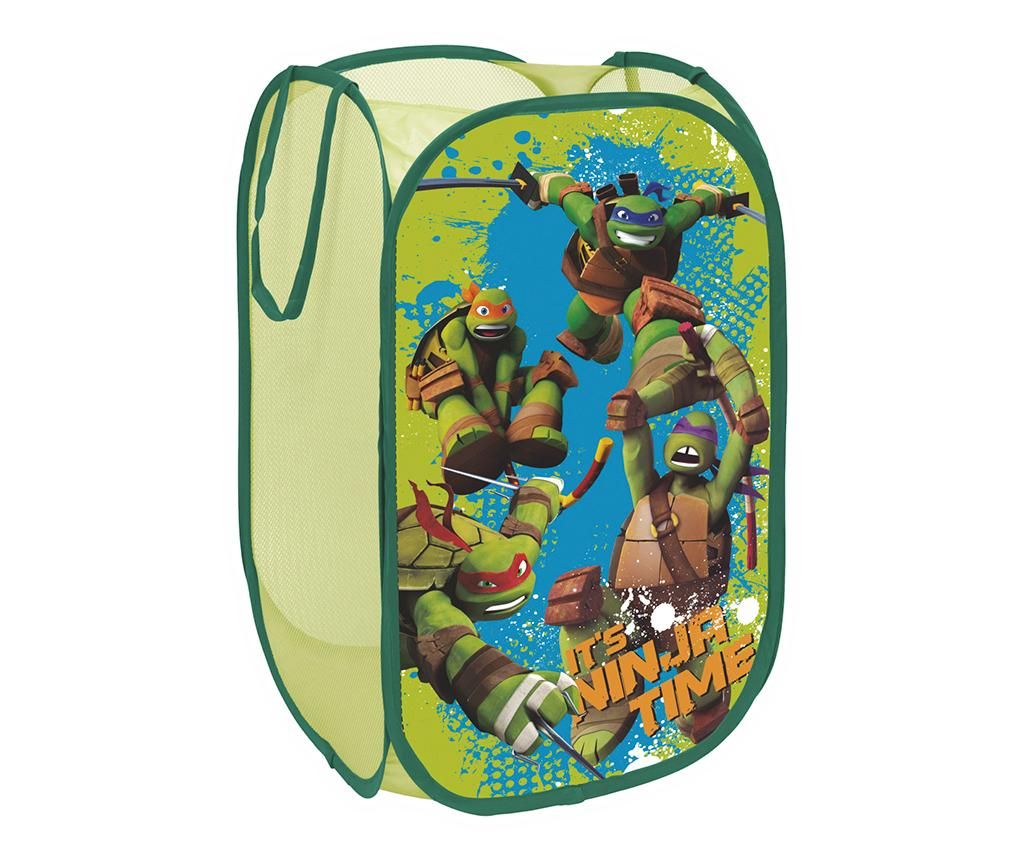 Cos pliabil pentru depozitare jucarii Ninja Turtles, Ninja Turtles, poliester, 36x36x58 cm - Ninja Turtles, Verde,Multicolor
