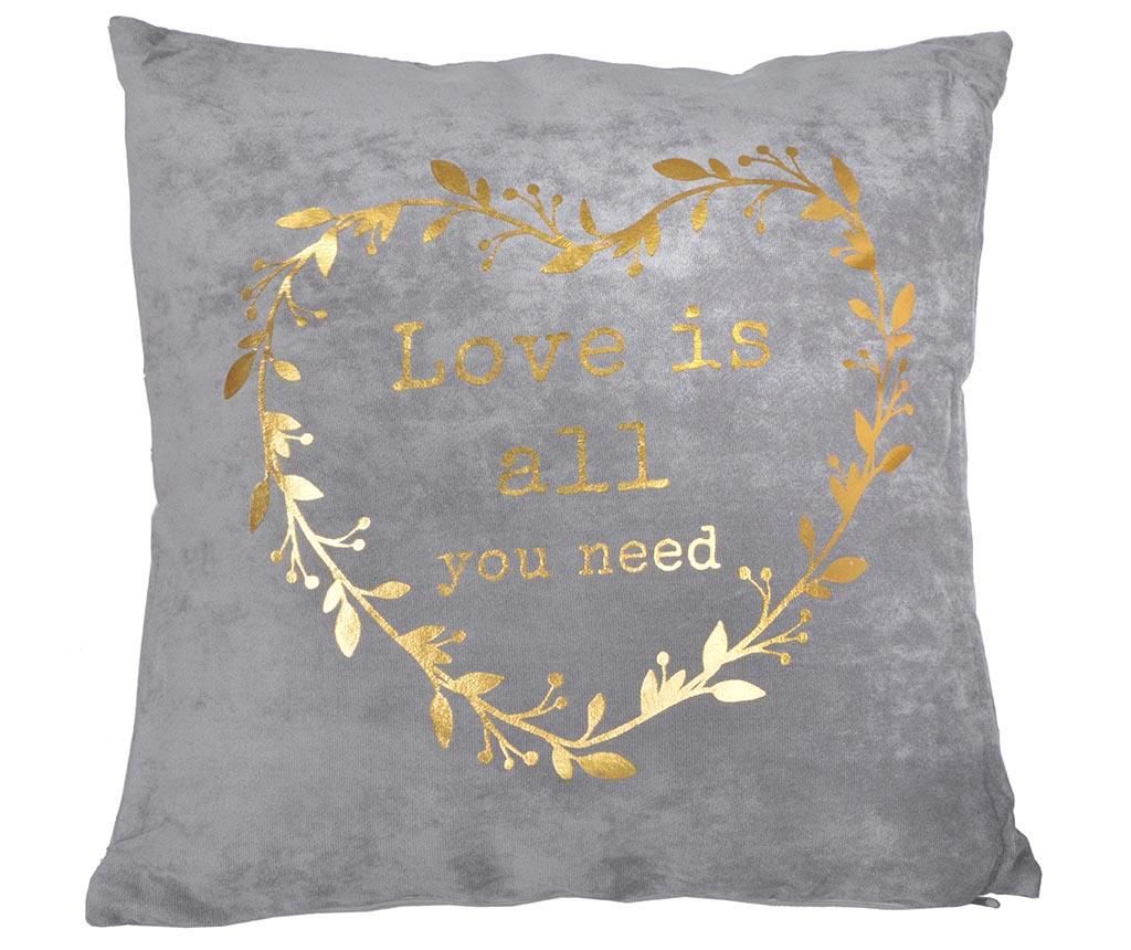 Perna decorativa Love is All You Need 45x45 cm - EWAX, Galben & Auriu,Gri & Argintiu