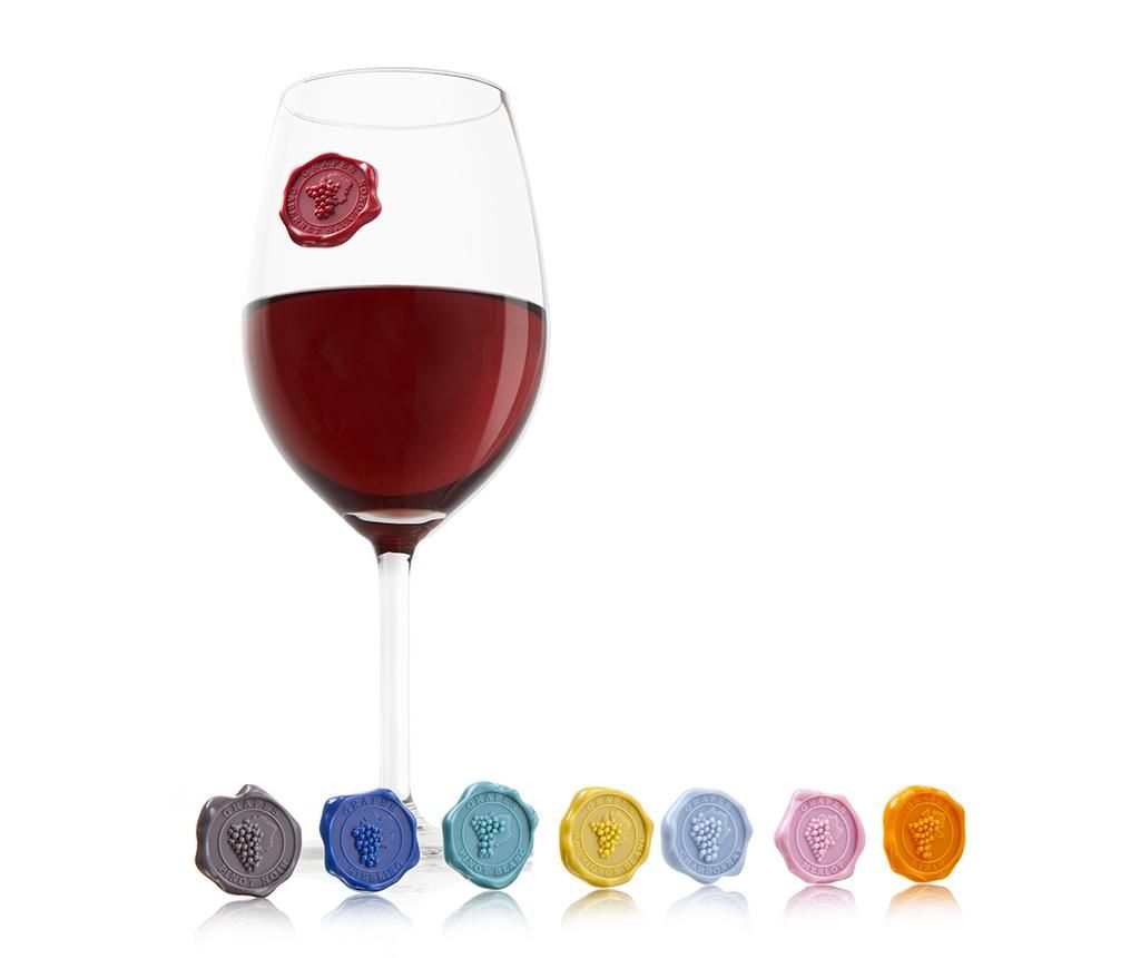 Set 8 marcatoare pentru pahare Royal Grape Seal