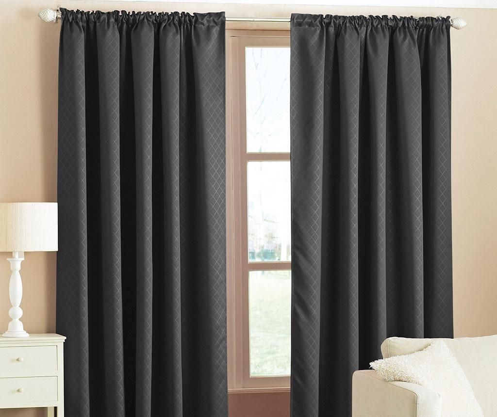 Set 2 draperii Blackout Woven Black 137x168 cm