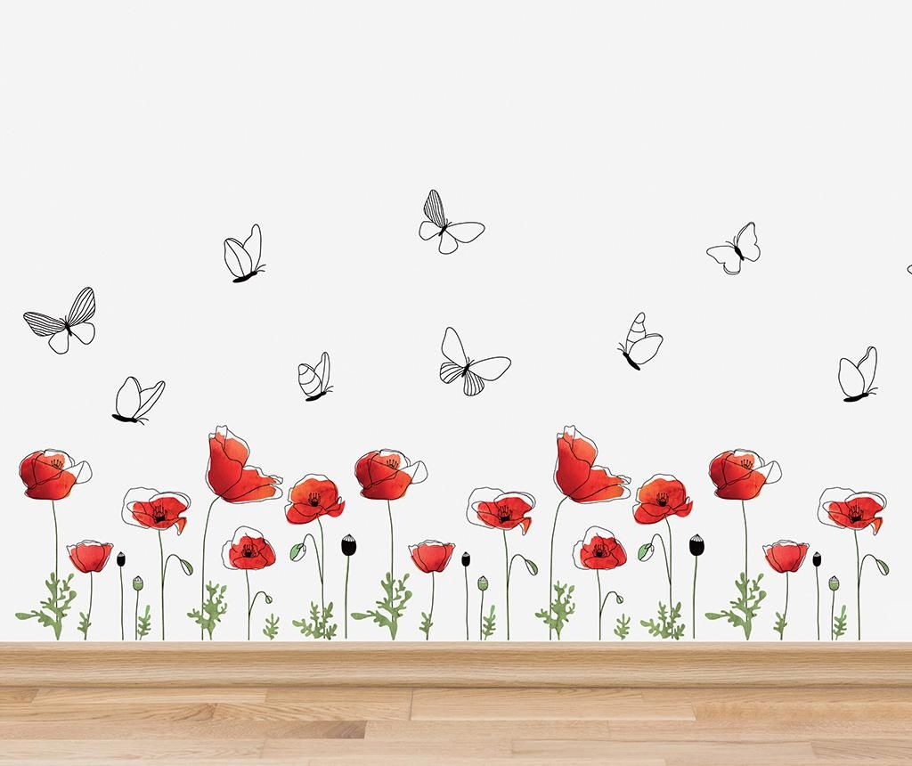 Sticker Poppy Flowers - Wallplus, Rosu