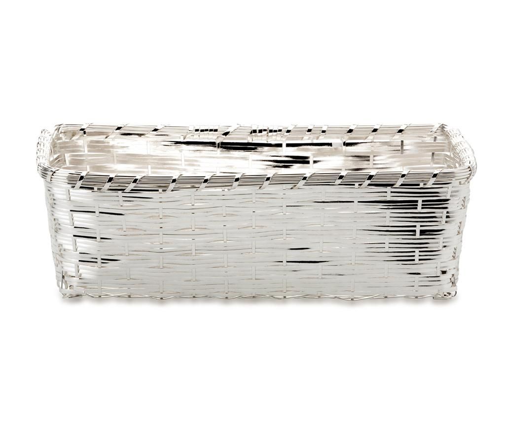 Cos pentru paine Hermann Bauer, Rectangular, aliaj de zinc placat cu argint, 26x15x8 cm – Hermann Bauer, Gri & Argintiu Hermann Bauer