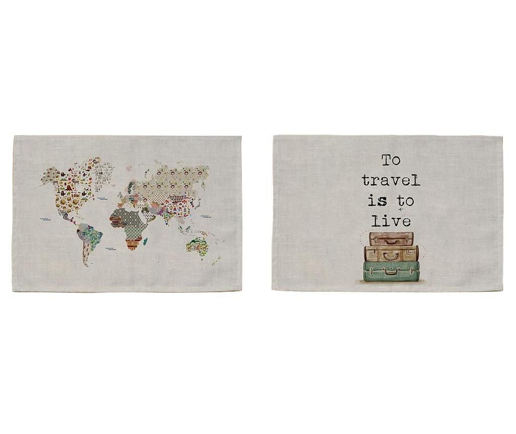 Set 2 suporturi farfurii World 30x45 cm - Really Nice Things, Gri & Argintiu