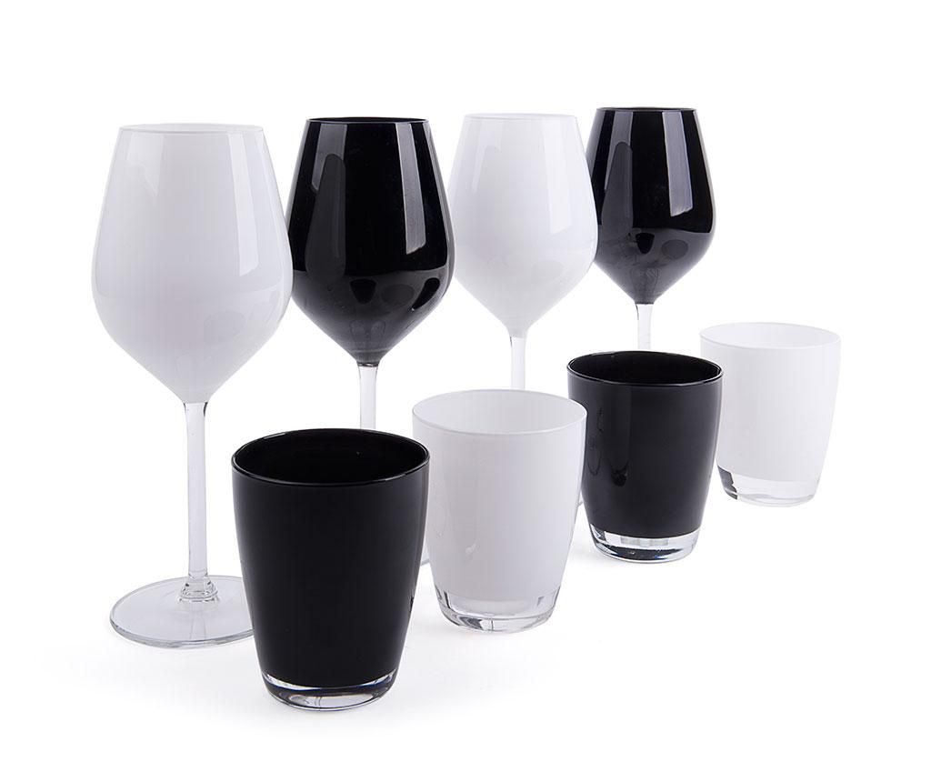 Set 8 pahare Excelsa, Faye Black & White, sticla, 23x40x30 cm – Excelsa, Alb Excelsa imagine 2022