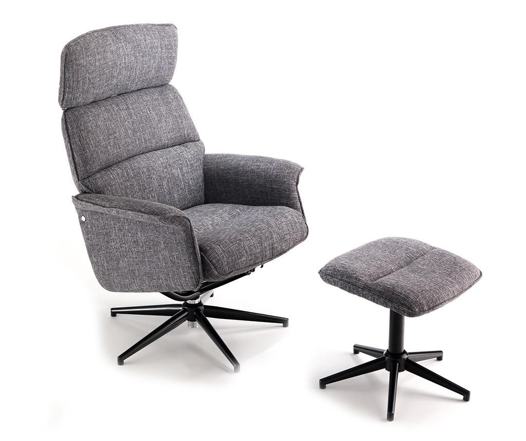 Set scaun de birou si taburet pentru picioare Clara Soft Grey - Tomasucci, Gri & Argintiu