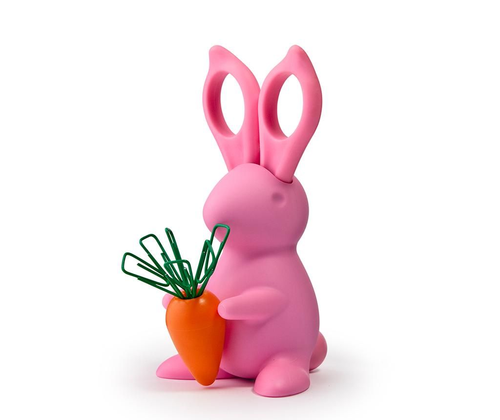 Set foarfeca cu suport si agrafe de birou Bunny Pink – Qualy, Roz Qualy imagine 2022