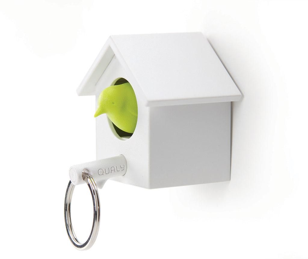Set breloc si suport pentru chei Qualy, Whistle White Green, alb/verde, plastic ABS – Qualy, Alb Qualy