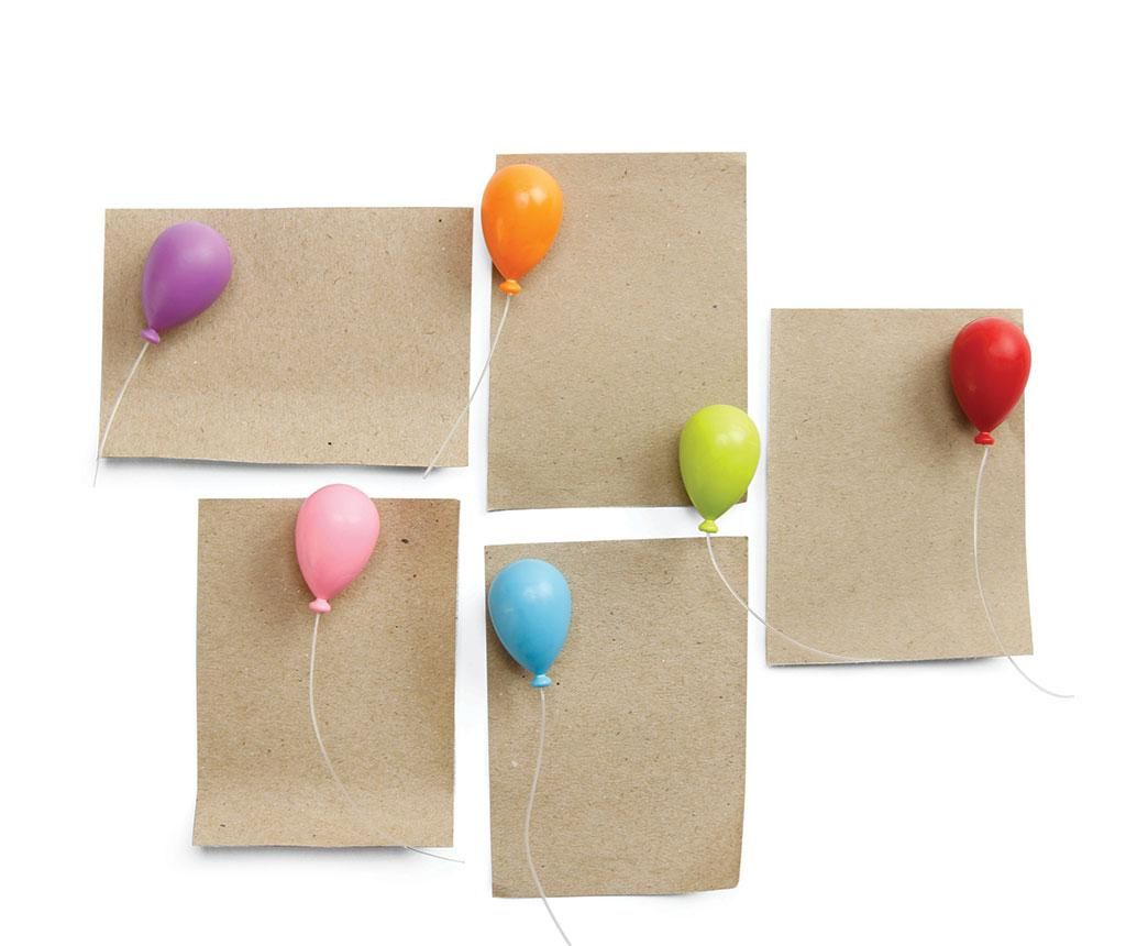 Set 6 magneti Qualy, Balloon, plastic ABS, 2x2x8 cm – Qualy, Multicolor Qualy imagine 2022