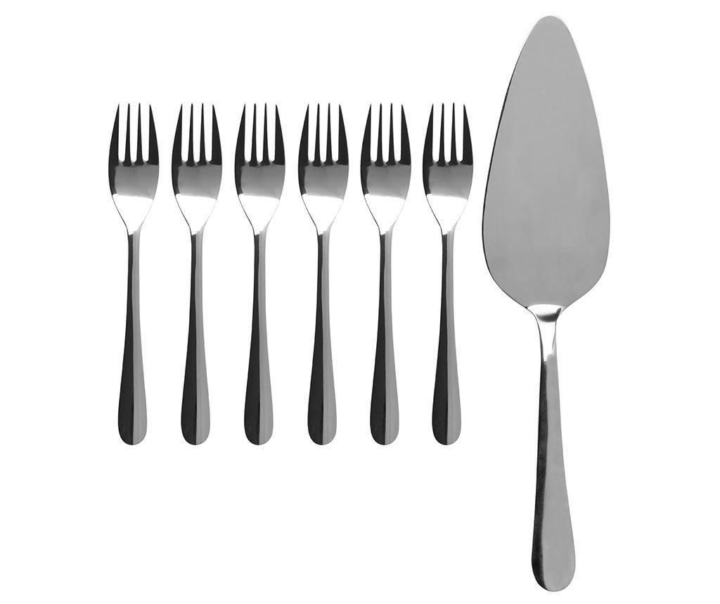 Set 6 furculite si spatula pentru desert Iobe - Premier, Gri & Argintiu
