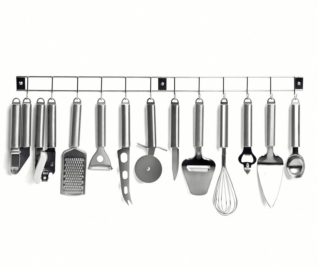 Set 12 ustensile de bucatarie si suport Complete Kitchen - Kitchen Artist, Gri & Argintiu