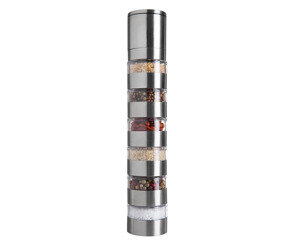Set rasnita si 6 recipiente pentru condimente Tower – LIVOO, Gri & Argintiu LIVOO imagine 2022