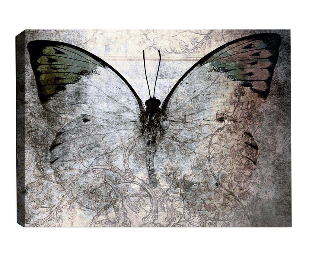 Tablou Tablo Center, Fading Butterfly Silver, canvas imprimat din 100% bumbac - Tablo Center, Gri & Argintiu