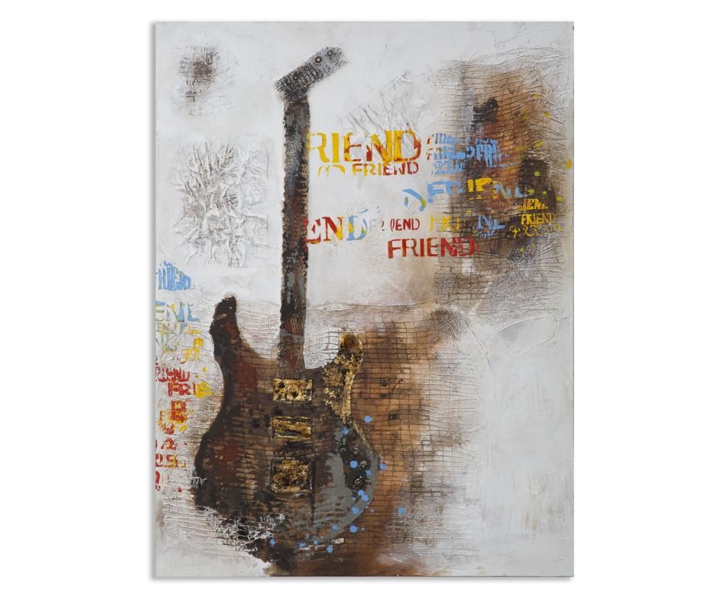Tablou Guitar Love 90×120 cm – Mauro Ferretti, Gri & Argintiu Mauro Ferretti imagine reduceri 2022