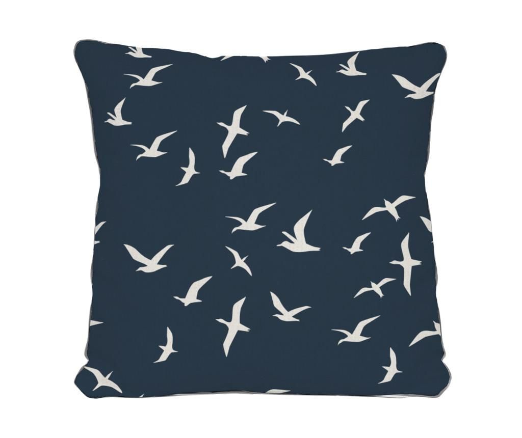 Perna decorativa Seagulls Blue Navy 45×45 cm – The Wild Hug, Albastru The Wild Hug