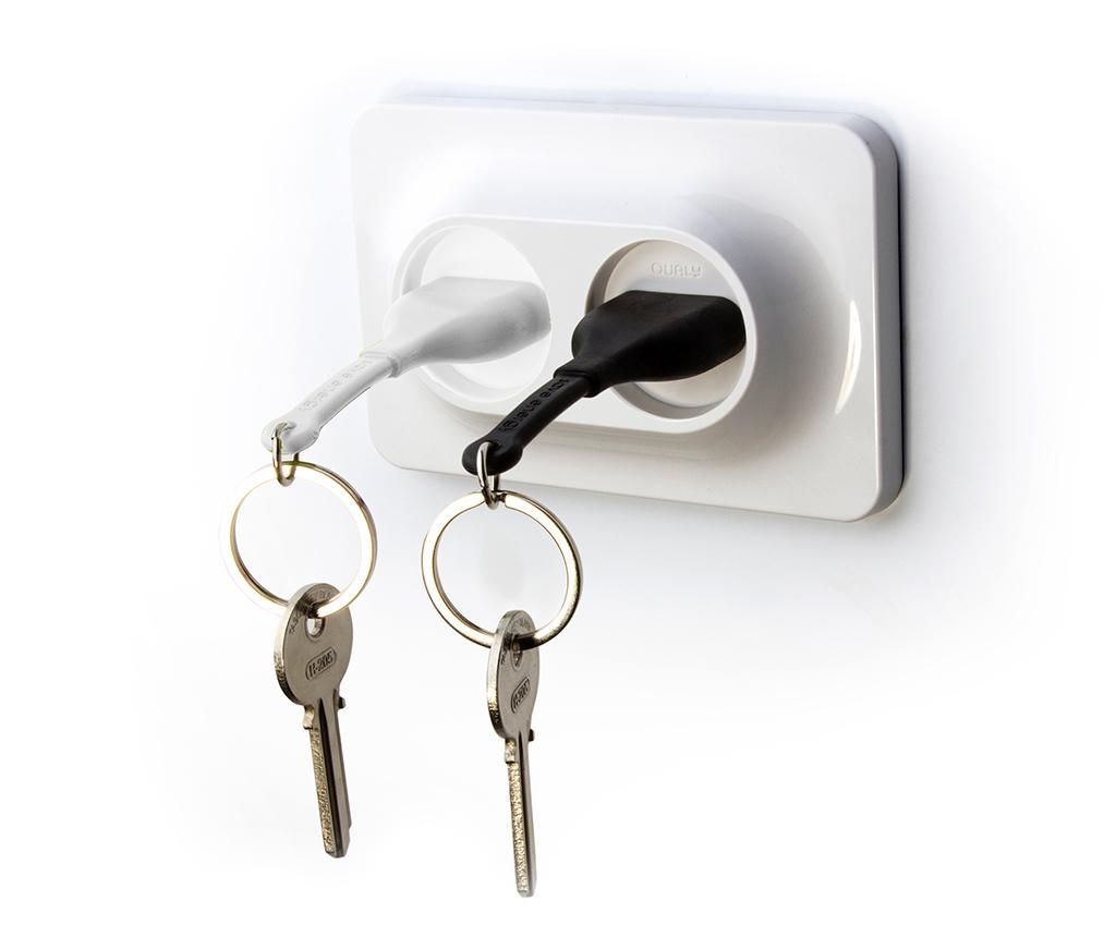 Set 2 brelocuri si suport pentru chei Double Unplug Black White – Qualy Qualy imagine 2022