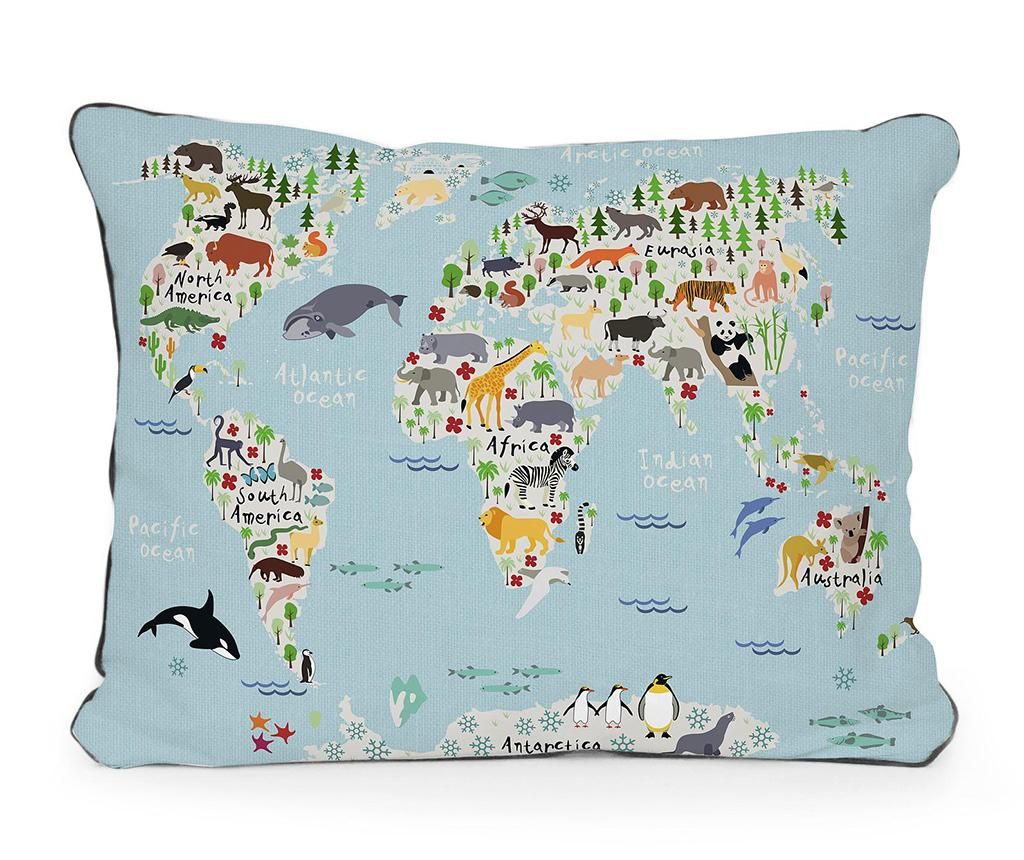 Perna decorativa Animals Worldmaps 35x50 cm - Really Nice Things, Multicolor